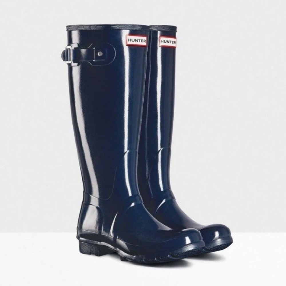 Hunter Original Tall Gloss Navy Blue Rain Boots